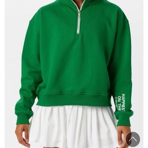 Court life Green 1/4 Zip Sweatshirt tennis paddle